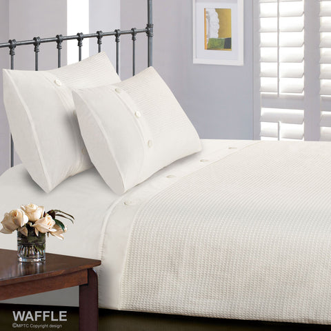 Intimates Waffle Button White Duvet Cover & Pillowcase Set
