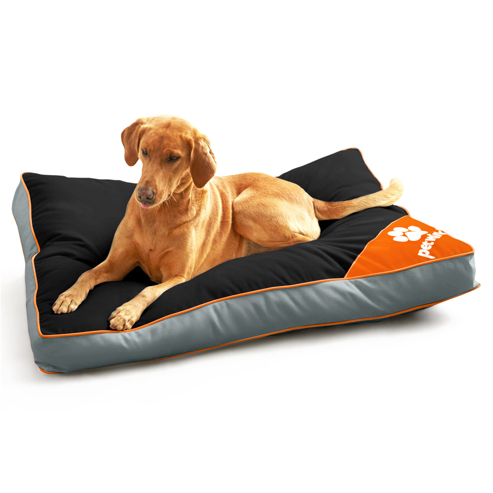 Pet Winks Waterproof Black & Orange Pet Bed