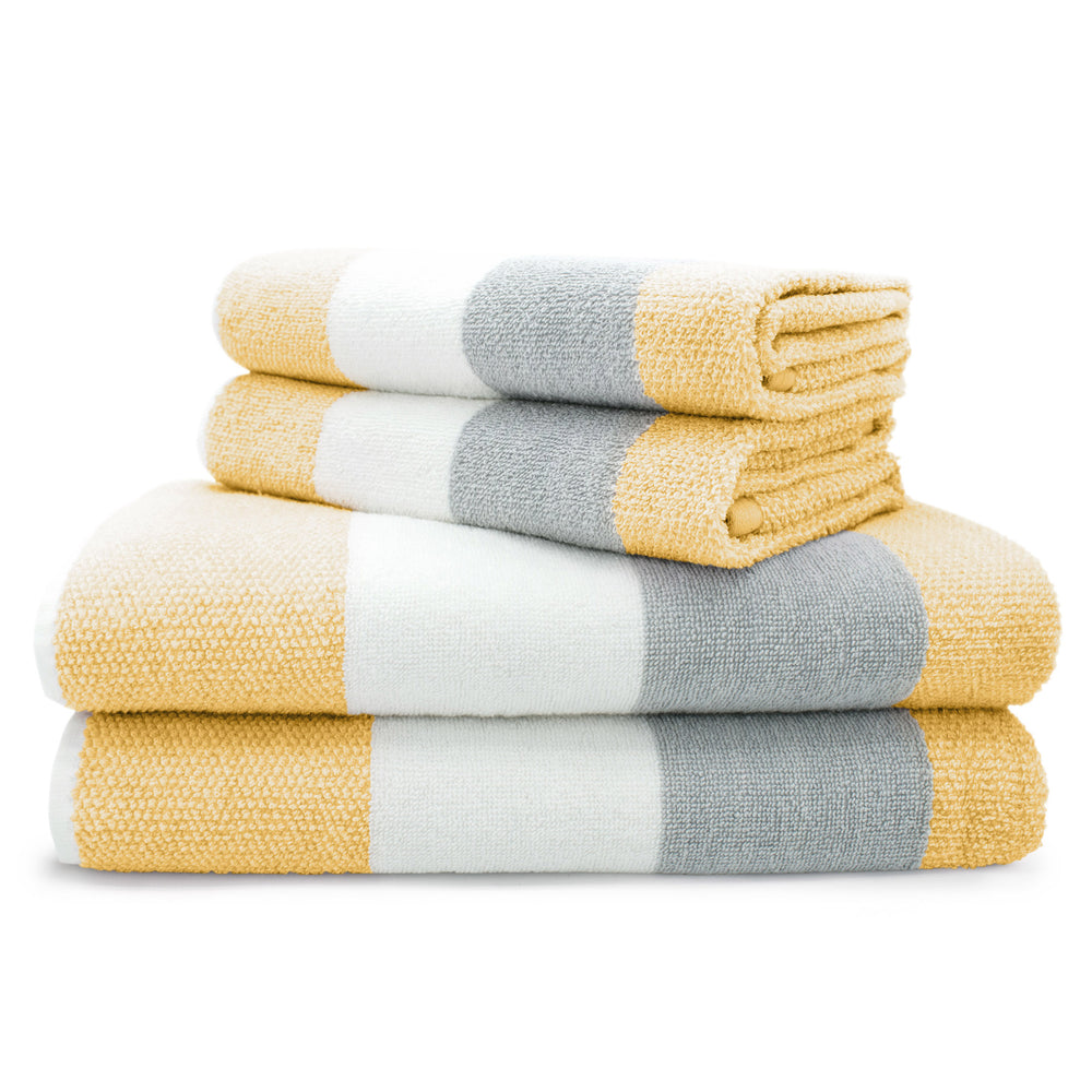 Velosso Weston 500gsm Cotton Ochre Yellow Striped Towels