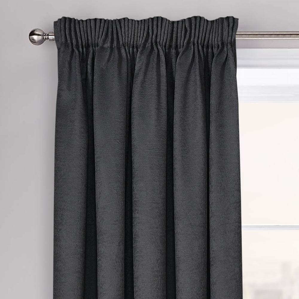 Velosso Westwood Black Dimout Pencil Pleat Curtains