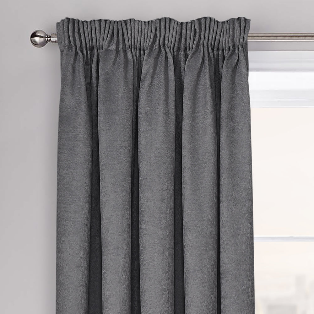Velosso Westwood Charcoal Dimout Pencil Pleat Curtains