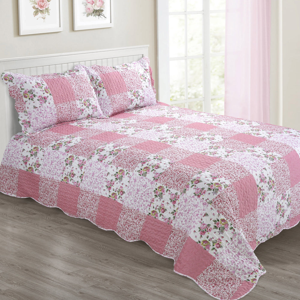 Velosso Wisteria Floral Patchwork Pinsonic Bedspread Set