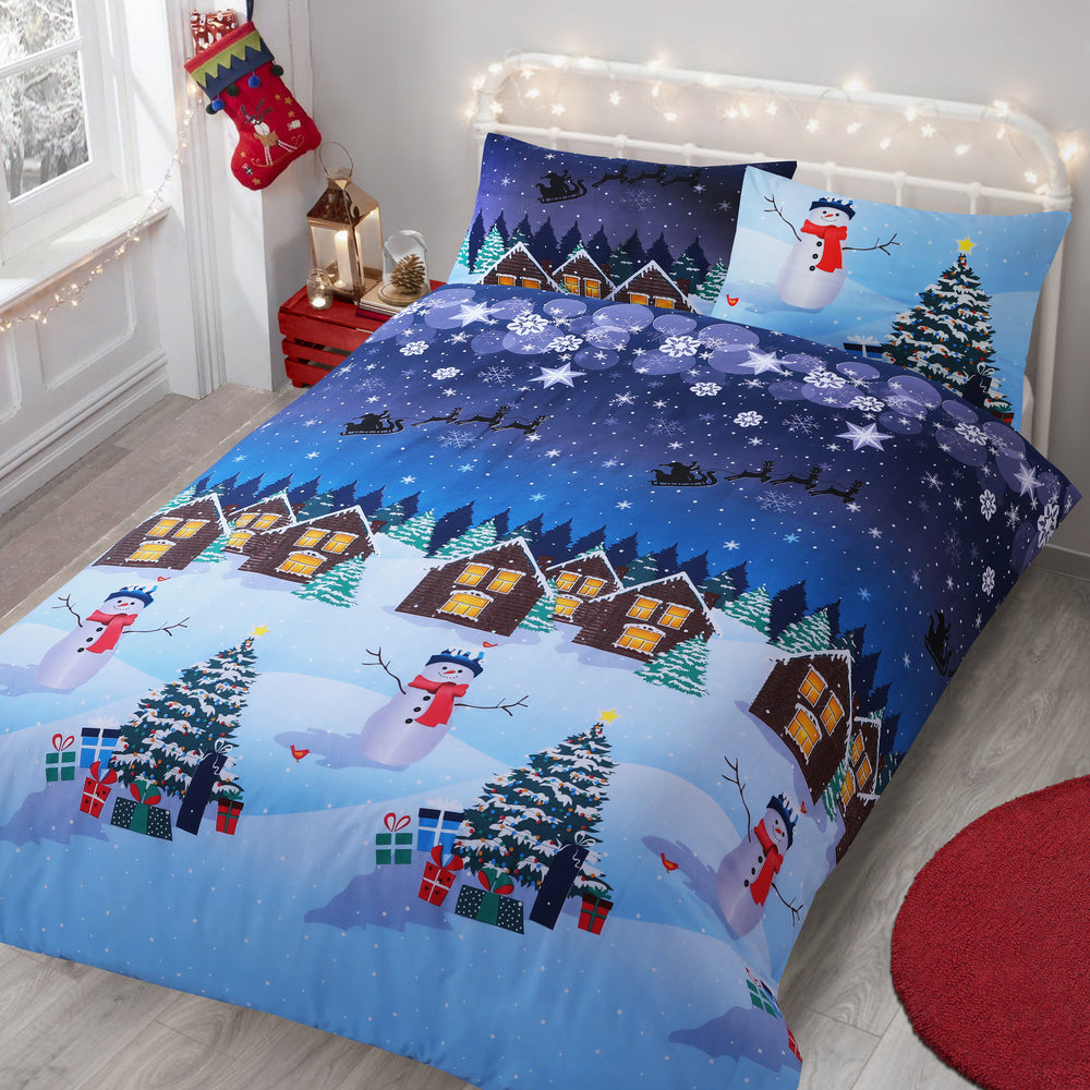 Velosso Glow In Dark Christmas Eve Duvet Cover & Pillowcase Set