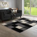 Home Republic Dexter Grey Carved Geometric Blocks Floor Rug
