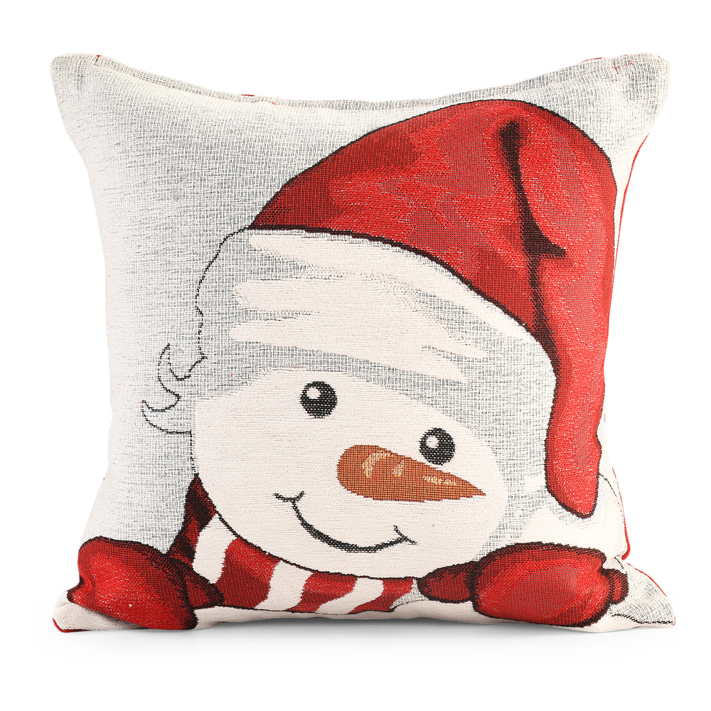 Velosso Snowman Christmas Festive Chenille Cushion Cover