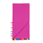 Velosso Fuchsia Pink Velour Tassle Beach Towel