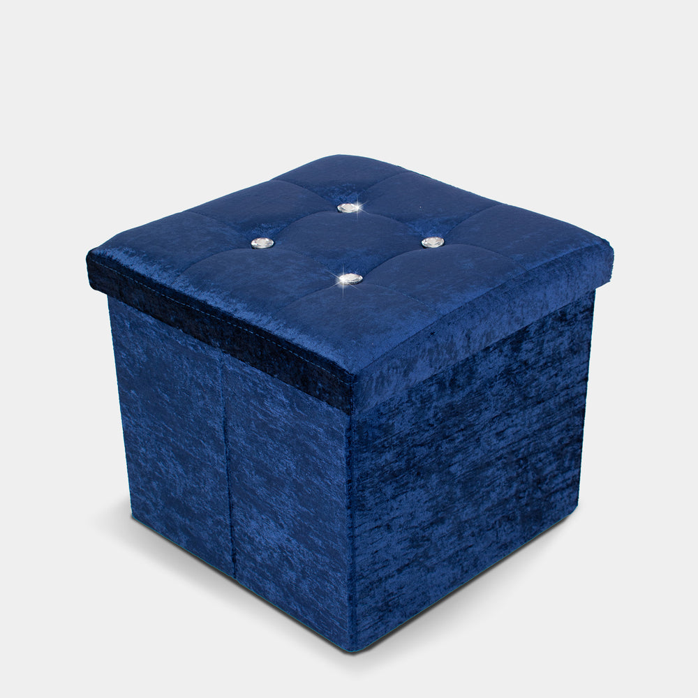 Home Republic Navy Crushed Velvet Storage Box