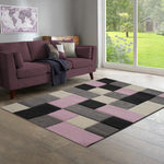Home Republic Dexter Carved Pink Geometric Blocks Floor Rug