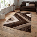 Home Republic 3D Carved Chevron Beige Shaggy Geometric Floor Rug