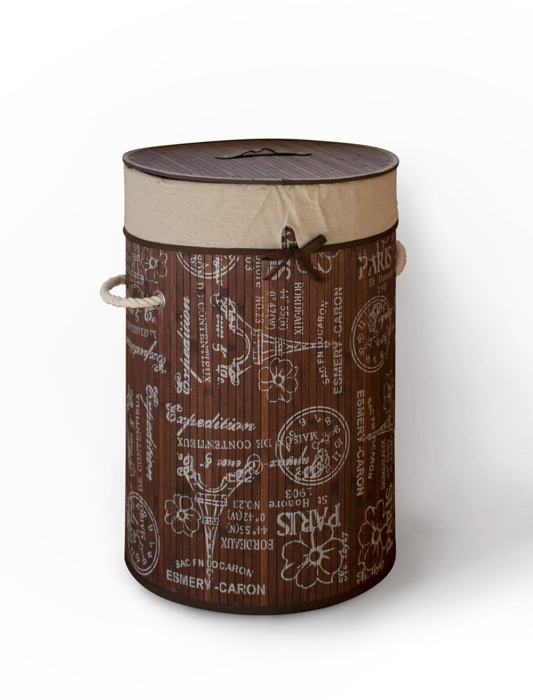 Velosso Brown Round Bamboo Laundry Basket