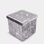 Home Republic Silver Crushed Velvet Storage Box
