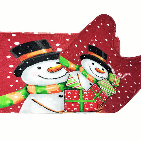 Velosso Snowman Gifts Christmas Anti Slip Bath Mat Set