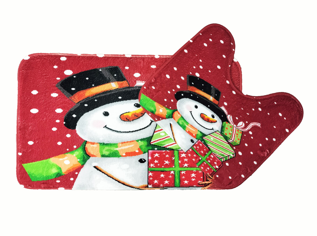 Velosso Snowman Gifts Christmas Anti Slip Bath Mat Set