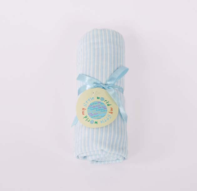 Velour Stripe Blue Baby Blanket