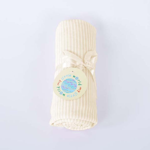 Velour Stripe Cream Baby Blanket