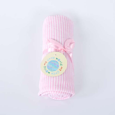 My Little World Nursery Pink Stripe Velour Baby Blanket