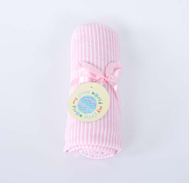 My Little World Nursery Pink Stripe Velour Baby Blanket