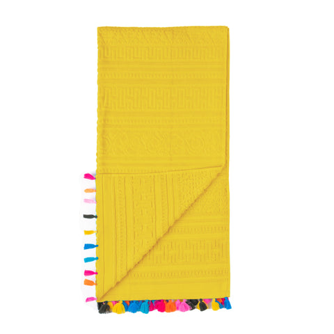 Velosso Yellow Velour Tassle Beach Towel